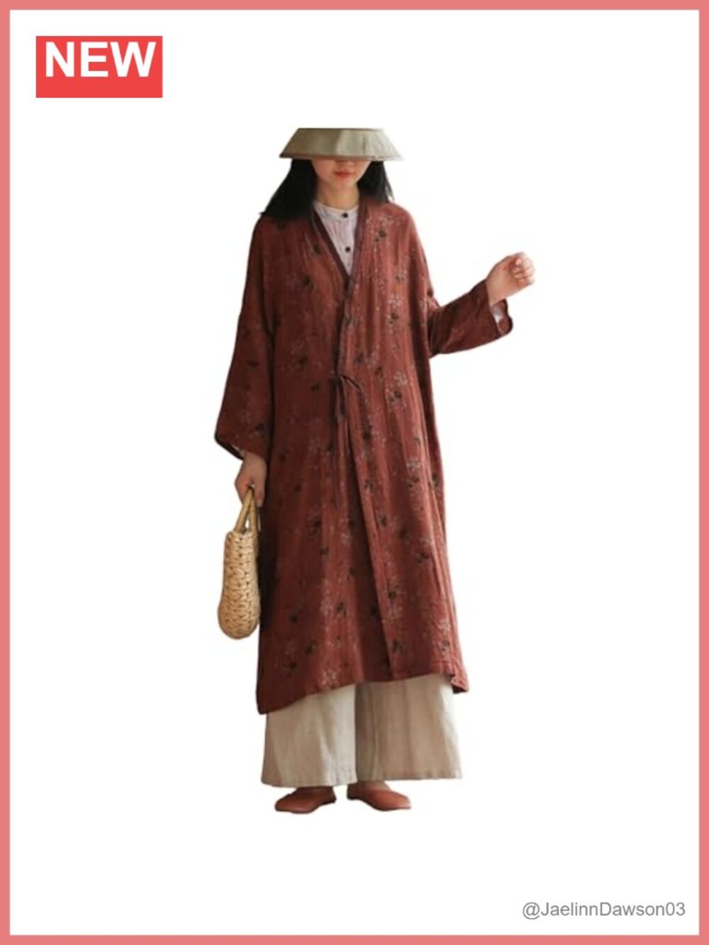 Bohemian Floral Kimono Cardigan Lightweight Cotton Duster Coat Loose Fit Belted
